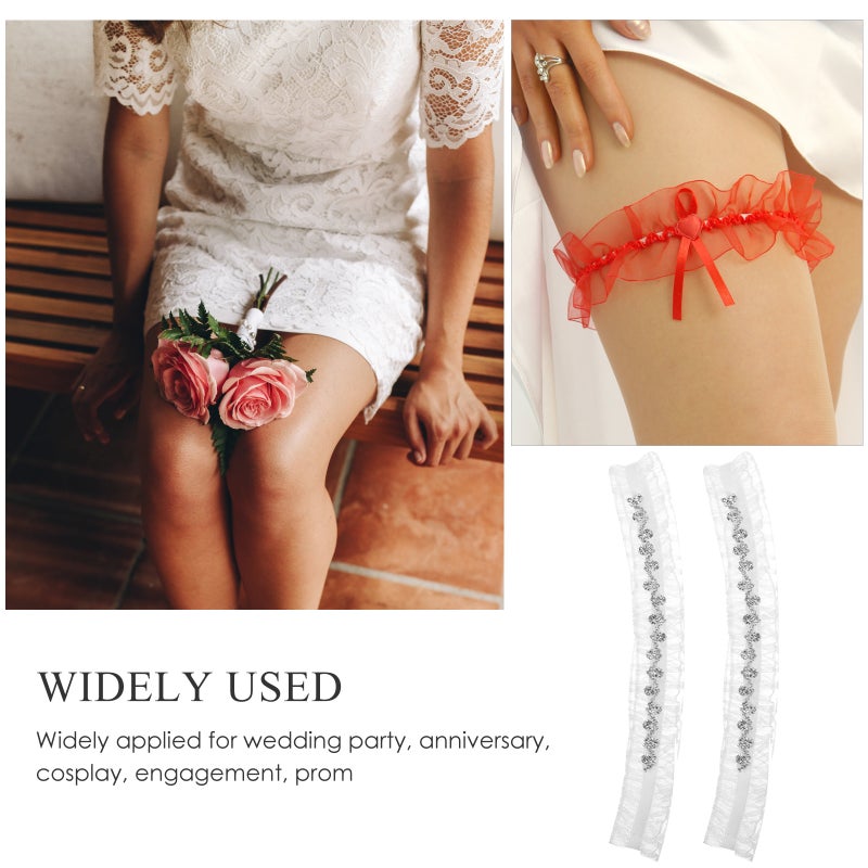 2pcs Wedding Bride Garters Bridal Lace Leg Garters Leg Bands Women Thigh Garters - Image 3