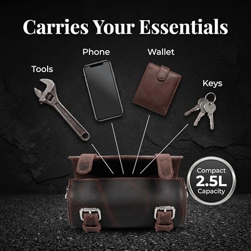 MaheTri - Motorcycle Side Leather Bag Pouch, Saddle Bag, Tool Bags for Bike (Grayson) - Image 2