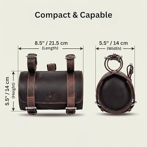 MaheTri - Motorcycle Side Leather Bag Pouch, Saddle Bag, Tool Bags for Bike (Grayson) - Image 4