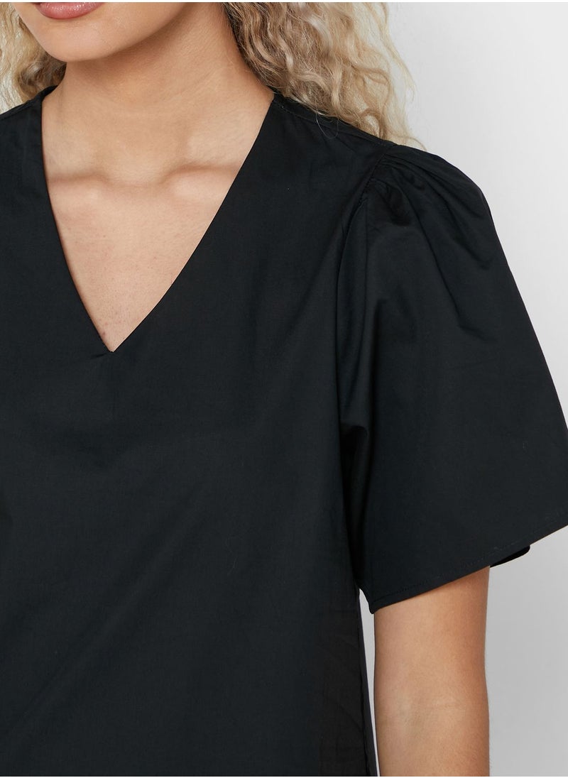 Puff Sleeve Pleated Dress