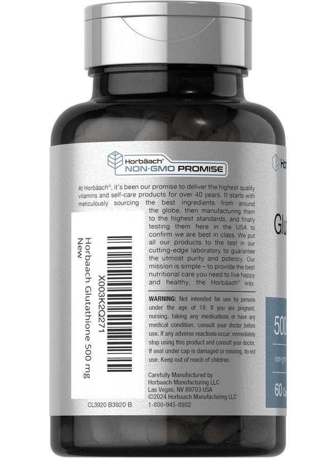 Horbäach Glutathione 500mg Reduced Supplement | 60 Capsules | Non-GMO & Gluten Free - Image 3