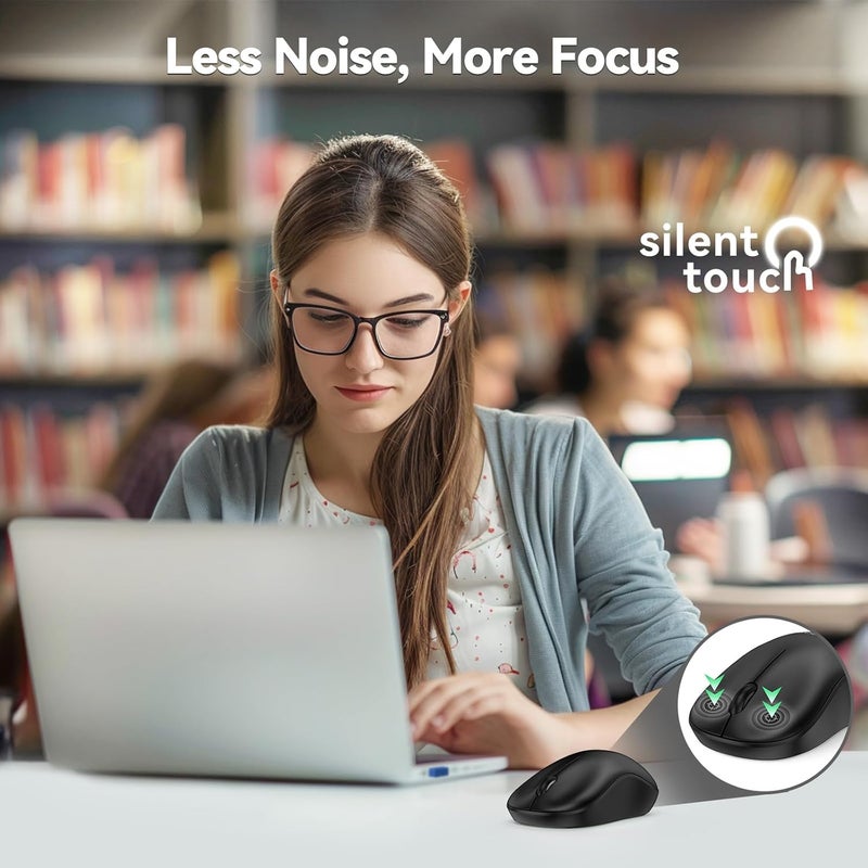 TECKNET Wireless Mouse for Laptop, 2.4GHz USB Mini Computer Mice, 1200 DPI Optical Cordless Mouse Compatible with PC, Mac and Linux, 18 Months Battery Life-Matte Black - Image 2