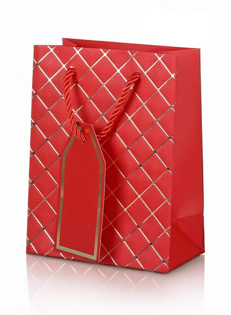 Share the Love Luxury Red Paper Gift Bag – Small Size with Foil Design, Premium Quality Present Bag with Handles, Perfect for Birthday, Wedding, Anniversary & Special Occasions