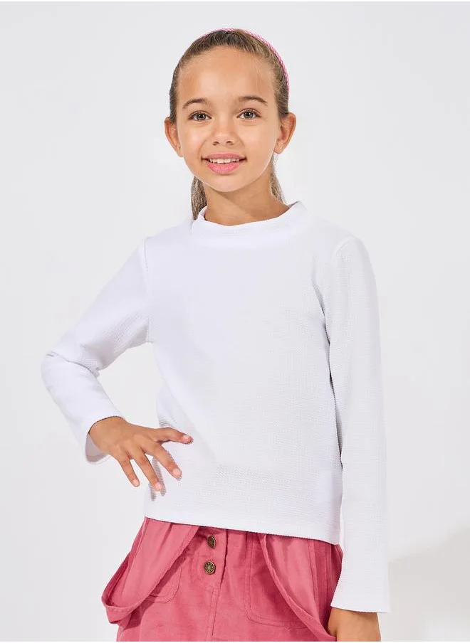 Styli Solid Long Sleeve T-Shirt with Pinafore Dress