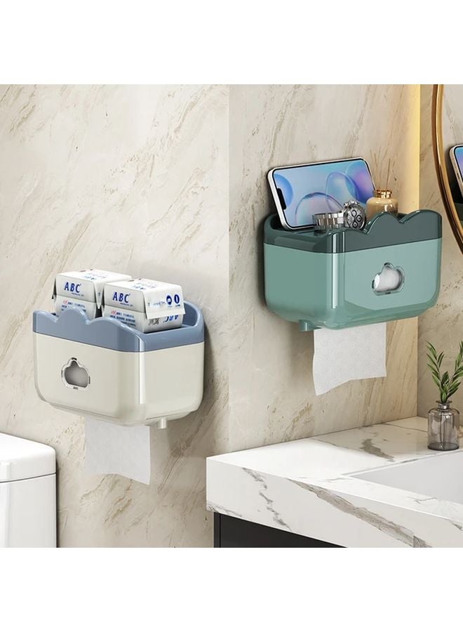 صندوق مناديل الحمام المثبت على الحائط بلون أزرق الطاووس المقاوم للماء مع حامل تخزين بدون حفر - Image 5