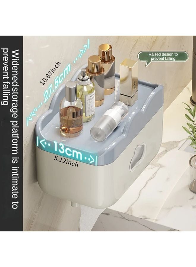 صندوق مناديل الحمام المثبت على الحائط بلون أزرق الطاووس المقاوم للماء مع حامل تخزين بدون حفر - Image 3