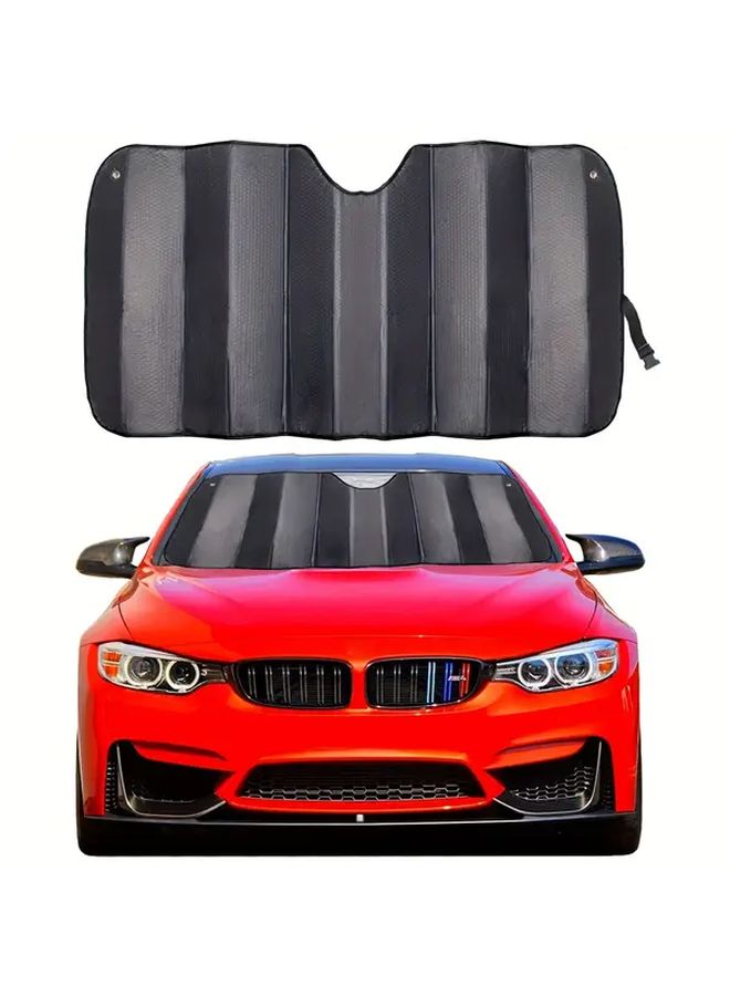 Black Leather Car Sunshade Front Windshield Sun Shade Automotive Accessory - Image 1