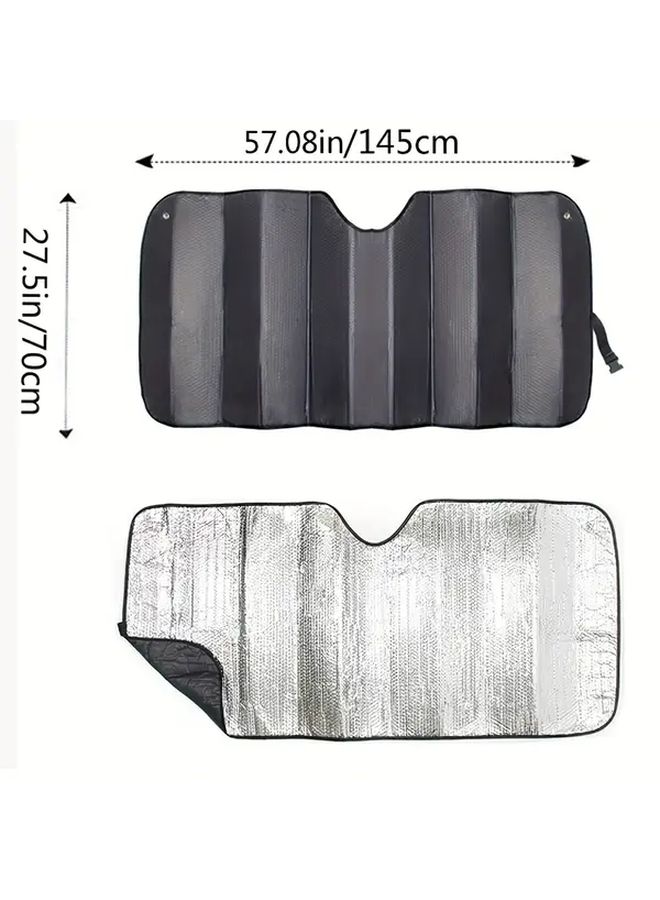 Black Leather Car Sunshade Front Windshield Sun Shade Automotive Accessory - Image 5