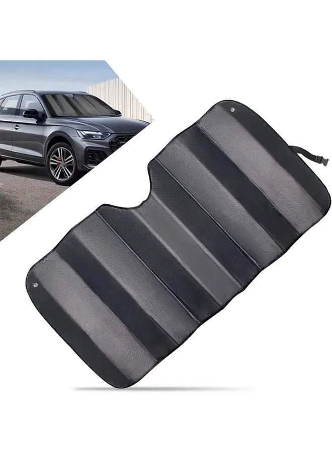 Black Leather Car Sunshade Front Windshield Sun Shade Automotive Accessory - Image 2