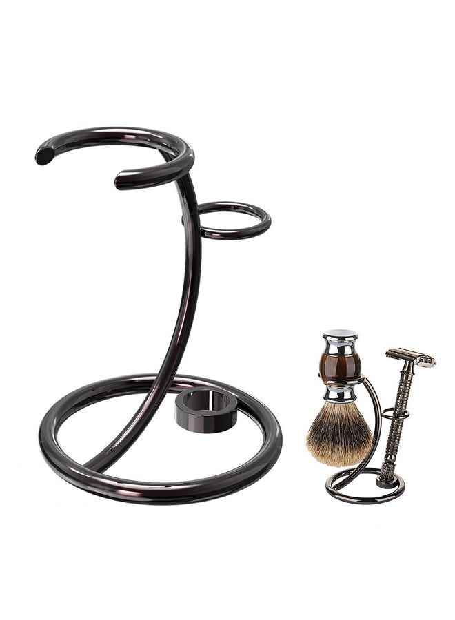 Linkidea Shaving Brush Stand Stainless Steel Safety Razor Holder Compatible With Manual Razor For Shower Room Bathroom Shaver Kit Organizer (Brushed Nickel) - Image 1