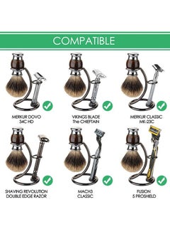 Linkidea Shaving Brush Stand Stainless Steel Safety Razor Holder Compatible With Manual Razor For Shower Room Bathroom Shaver Kit Organizer (Brushed Nickel)  - Image 3