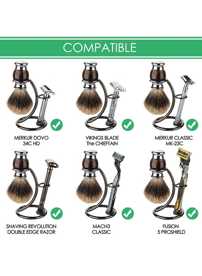 Linkidea Shaving Brush Stand Stainless Steel Safety Razor Holder Compatible With Manual Razor For Shower Room Bathroom Shaver Kit Organizer (Brushed Nickel) - Image 3