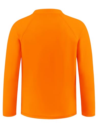Semois Boys Rash Guard Long Sleeve UPF 50+ Sun Protection Zipper Swim Shirt Rashguard Fishing Surf Quick Dry Cool Beach Clothes for Toddler Kids Neon Orange 8-10Y - Image 2