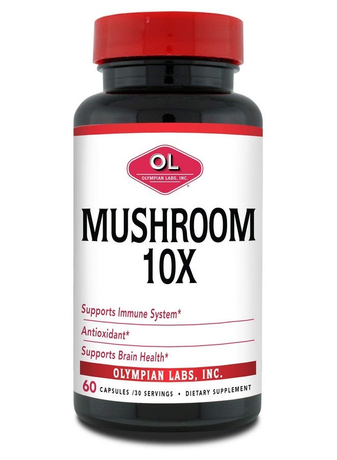 Olympian Labs 10X Mushroom Supplement Capsules - Comprehensive Formula Supporting Immune System, Antioxidant, Brain Health - 60 Capsules (30 Servings) - Image 1