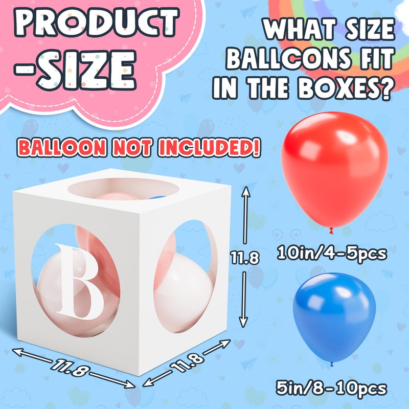 RYDDOY Baby Boxes with Letters for Baby Shower , White Clear Balloon Boxes with 4 Letter for Boy or Girl Gender Reveal Decorations, Baby Shower Decorations Blocks and Birthday Party Decor (4 Pcs) - Image 4