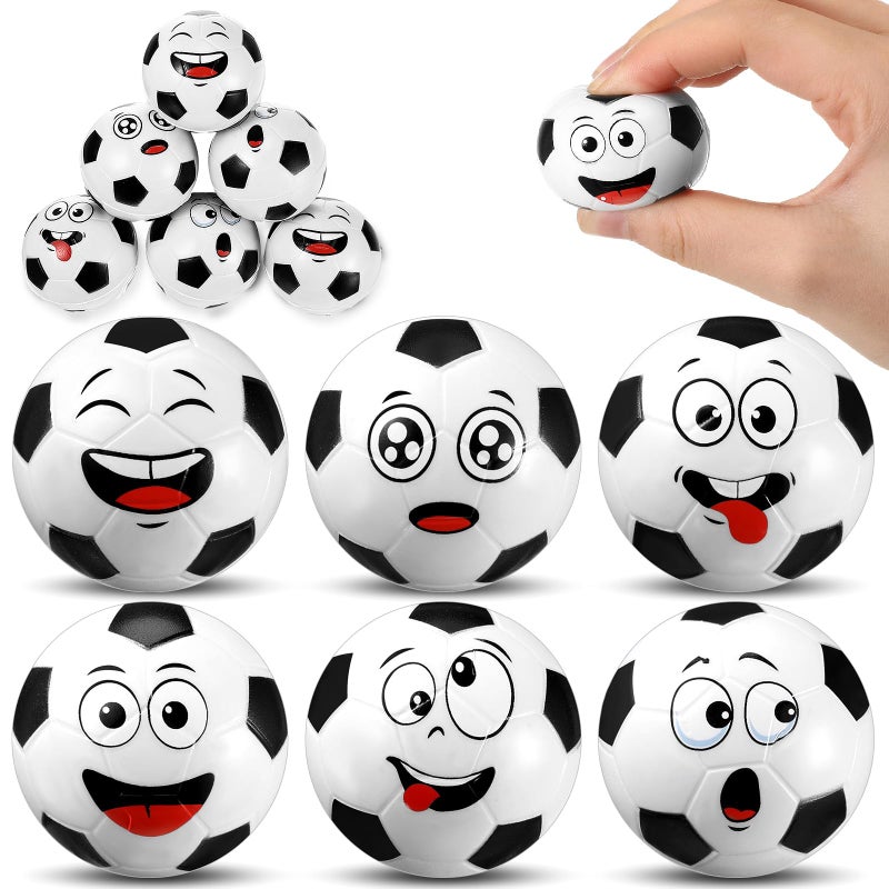 Arrowbash 12 Pcs Mini Face Stress Balls for Boys Girls Sport Funny Face Squeeze Foam Balls for Stress and Anxiety Relief for Party Favors Birthday Gift DecorationSoccer - Image 3