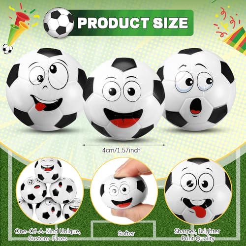 Arrowbash 12 Pcs Mini Face Stress Balls for Boys Girls Sport Funny Face Squeeze Foam Balls for Stress and Anxiety Relief for Party Favors Birthday Gift DecorationSoccer - Image 5