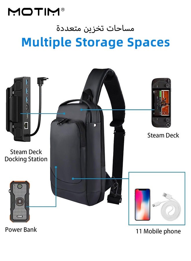 Motim Carrying Case for Steam Deck & Accessories, Portable Steam Deck Travel Storage Bag, Crossbody Bag with Pockets, Waterproof and Shockproof for Protector Case, Large Capacity  - Image 5