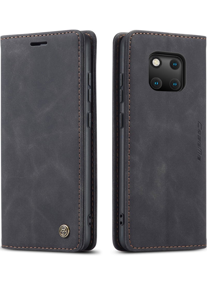 CaseMe Phone Case Luxury PU Leather Design 013 Flip Cover Card Slot Holder Cover For Mate 20 Pro (Black ) - Image 1