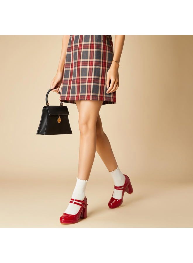Trary Platform Mary Jane Shoes Womens Heels, Chunky Heels Mary Janes Dress Shoes for Women Close Round Toe Pumps Shoes with Buckle Strap for Office Party Casual Wedding - Image 4