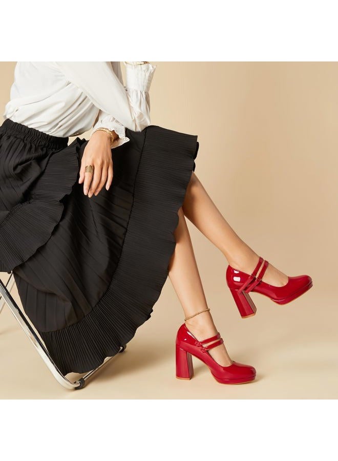 Trary Platform Mary Jane Shoes Womens Heels, Chunky Heels Mary Janes Dress Shoes for Women Close Round Toe Pumps Shoes with Buckle Strap for Office Party Casual Wedding - Image 2