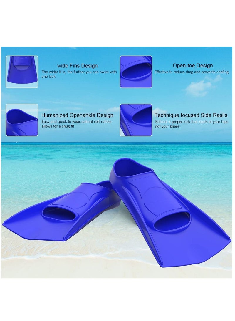 SYOSI Swimming Fins, 8.27*3.35 inches Silicone Short Fins Adult Kids Professional Lightweight Diving Training Flippers for Snorkeling, and Blue  - Image 2