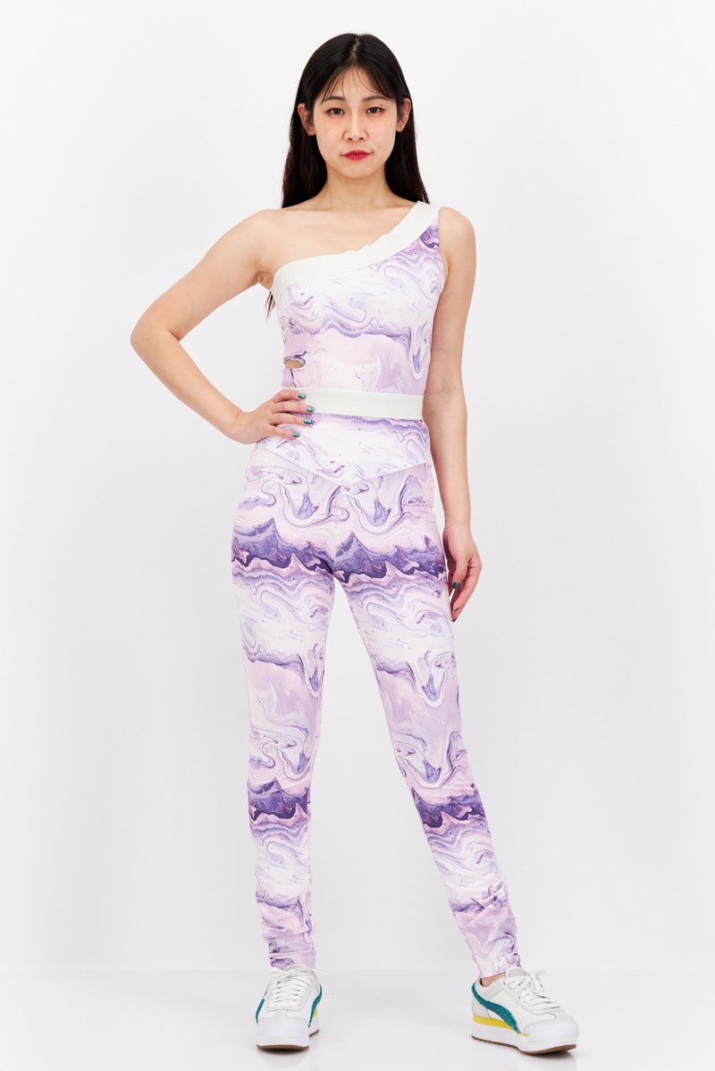 TRIBE OF 6 Women Asymmetrical One Shoulder Abstract Printed Crop Top, Multicolor - Image 2