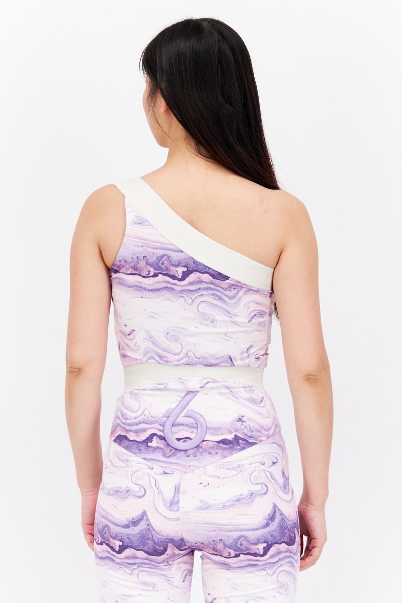 TRIBE OF 6 Women Asymmetrical One Shoulder Abstract Printed Crop Top, Multicolor - Image 2