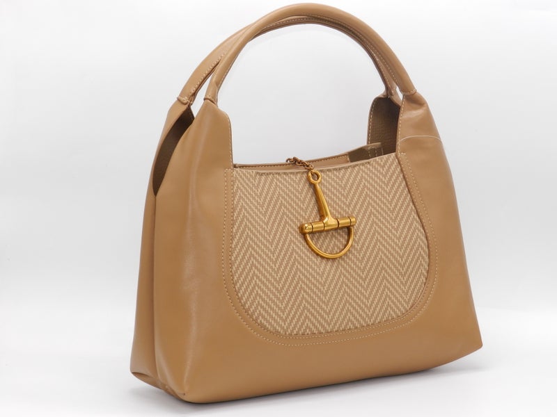 Fourteen Women's Faux Leather Structured Hobo Bag - Khaki - Image 2