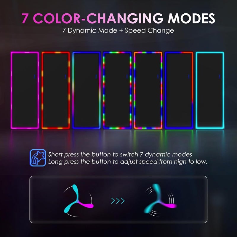مرآة LED مستطيلة كبيرة حديثة بدون إطار من LVSOMT RGB لغرفة النوم وغرفة المعيشة، أبيض - Image 4
