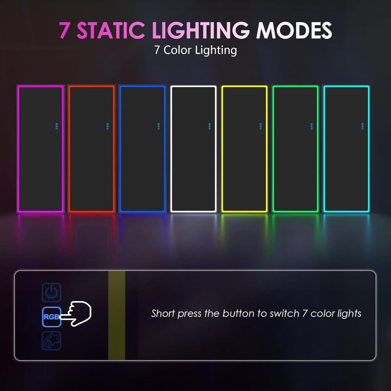 مرآة LED مستطيلة كبيرة حديثة بدون إطار من LVSOMT RGB لغرفة النوم وغرفة المعيشة، أبيض - Image 5