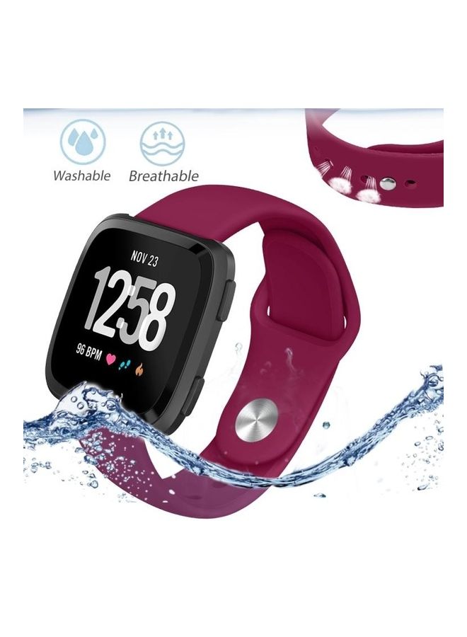 NIBEMINENT Silicone Replacement Strap For Fitbit Versa 2/Fitbit Versa/Fitbit Lite Wine Red - Image 3
