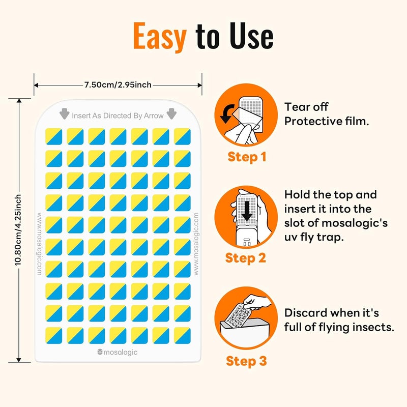mosalogic Sticky Card Plug Refill Replacement Glue Cards for Flying Insect Trap Indoor-10pack (No Device) - Image 4