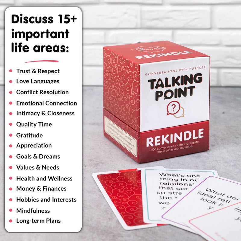 TALKING POINT CARDS 200 Couples Conversation Cards - Rekindle Game for Married Couples - Questions for Long Term Relationships - Fun Topics Build Intimacy & Strong Bonds - Road Trips, Anniversary, Date Night - Image 4