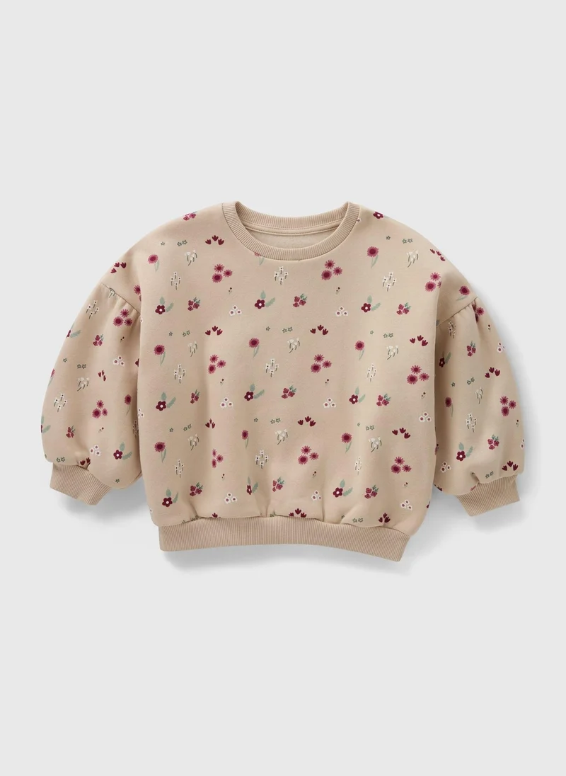 ماتلان Girls Beige Ditsy Floral Sweatshirt