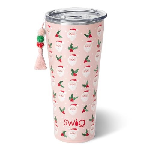 Swig Life 32oz Insulated Tumbler Travel Coffee Tumbler with Lid Cup Holder Friendly Travel Coffee Mug Stainless Steel with Lid Holly Jolly - Image 1