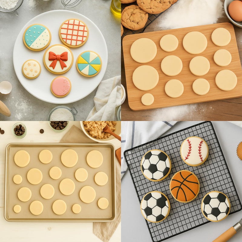 FUSOTO 6PCS Circle Cookie Cutter Set, Large Geometric Stainless Steel Baking Supplies for Homemade Cookies, Round Plaque Cookie Cutters Shapes Biscuit Molds, 6 Sizes (1.5, 2, 2.5, 3, 3.5, 4 Inch) - Image 2