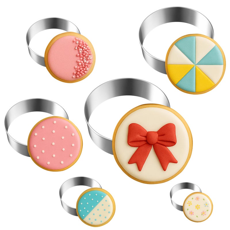 FUSOTO 6PCS Circle Cookie Cutter Set, Large Geometric Stainless Steel Baking Supplies for Homemade Cookies, Round Plaque Cookie Cutters Shapes Biscuit Molds, 6 Sizes (1.5, 2, 2.5, 3, 3.5, 4 Inch) - Image 1