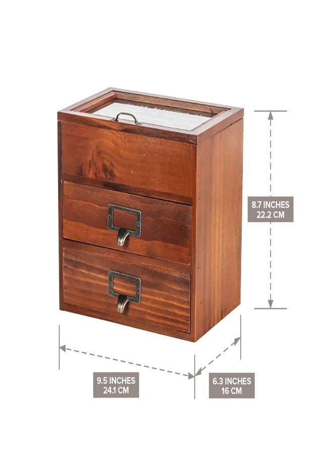 Primo Supply 6-Slot Jewelry Organizer - Wooden Storage Cabinet for Watches & Jewelries & - Rustic Desktop Accessory & Craft Storage Cabinet - Vintage Jewelry Holder w/Glass Display - Wood Jewelry Box - Image 2