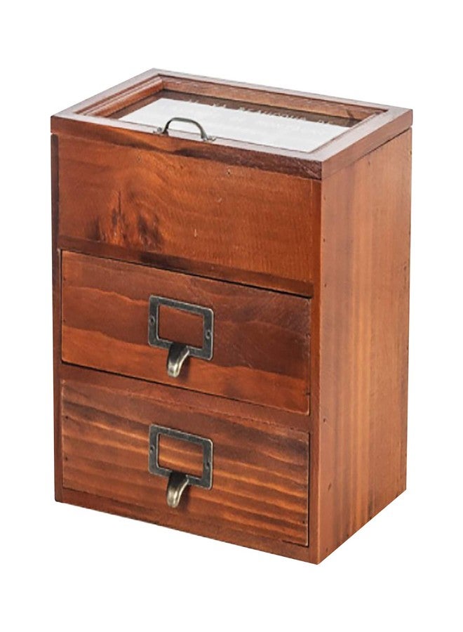 Primo Supply 6-Slot Jewelry Organizer - Wooden Storage Cabinet for Watches & Jewelries & - Rustic Desktop Accessory & Craft Storage Cabinet - Vintage Jewelry Holder w/Glass Display - Wood Jewelry Box - Image 1