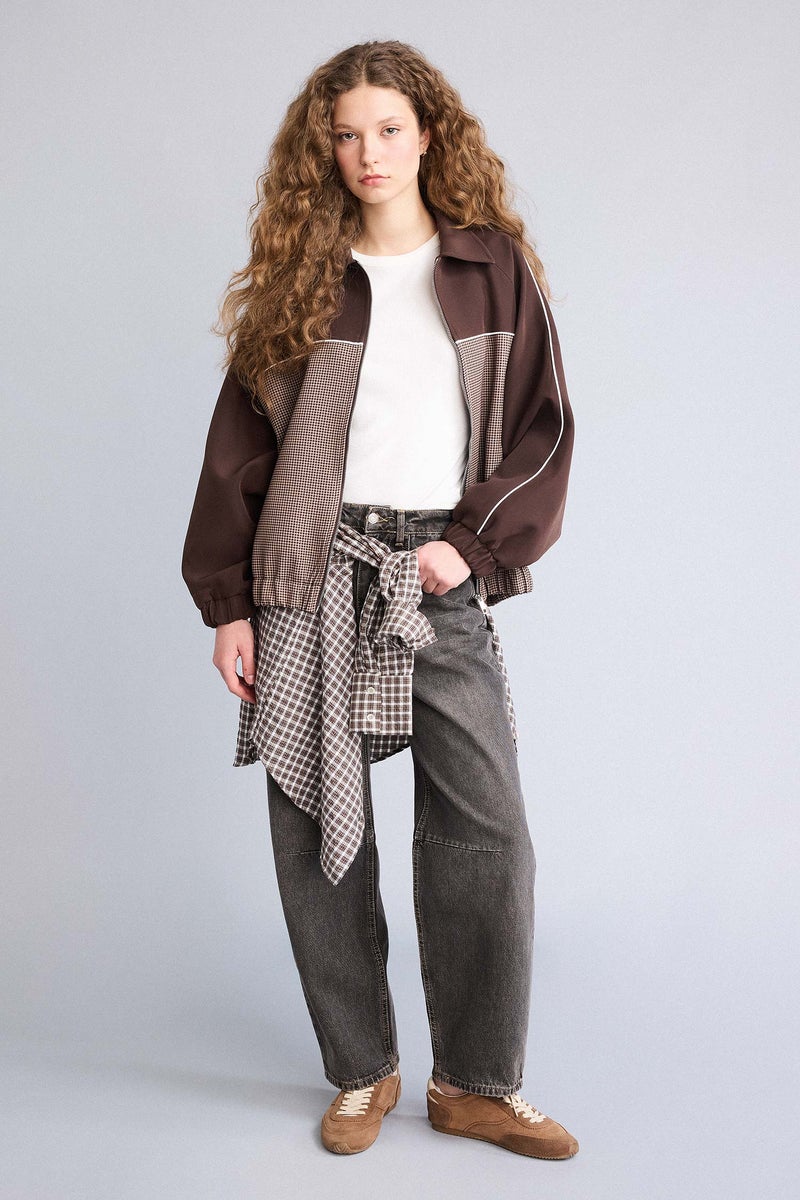 DeFacto Brown Woman Shirt Collar Jacket Casual - Image 4