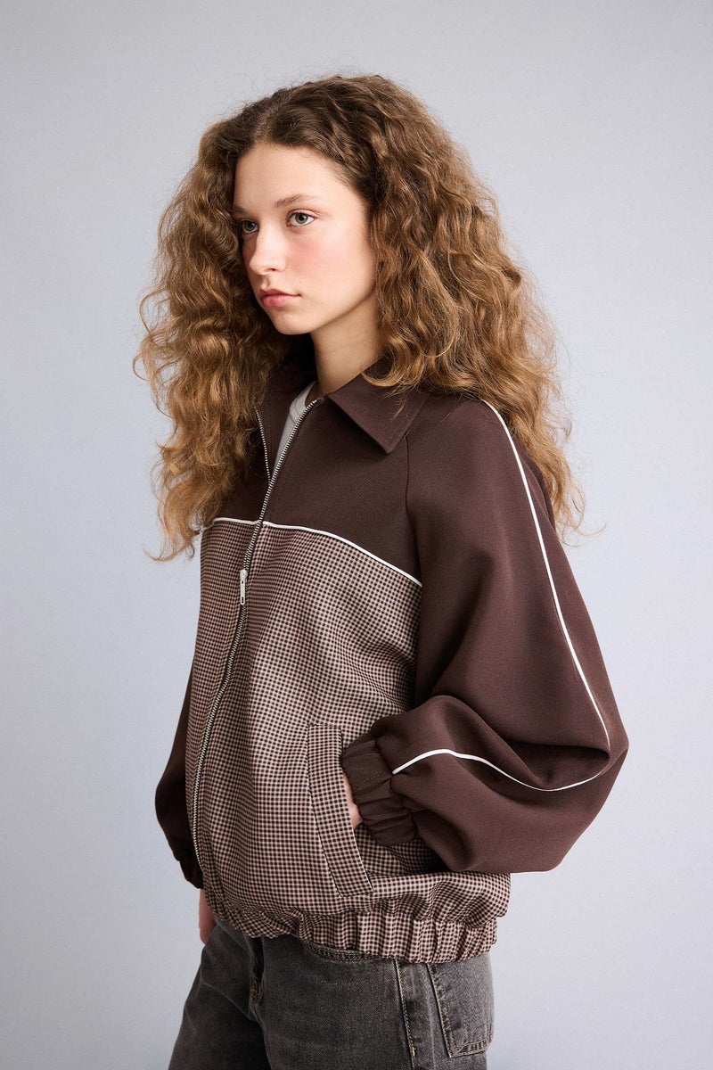 DeFacto Brown Woman Shirt Collar Jacket Casual - Image 5