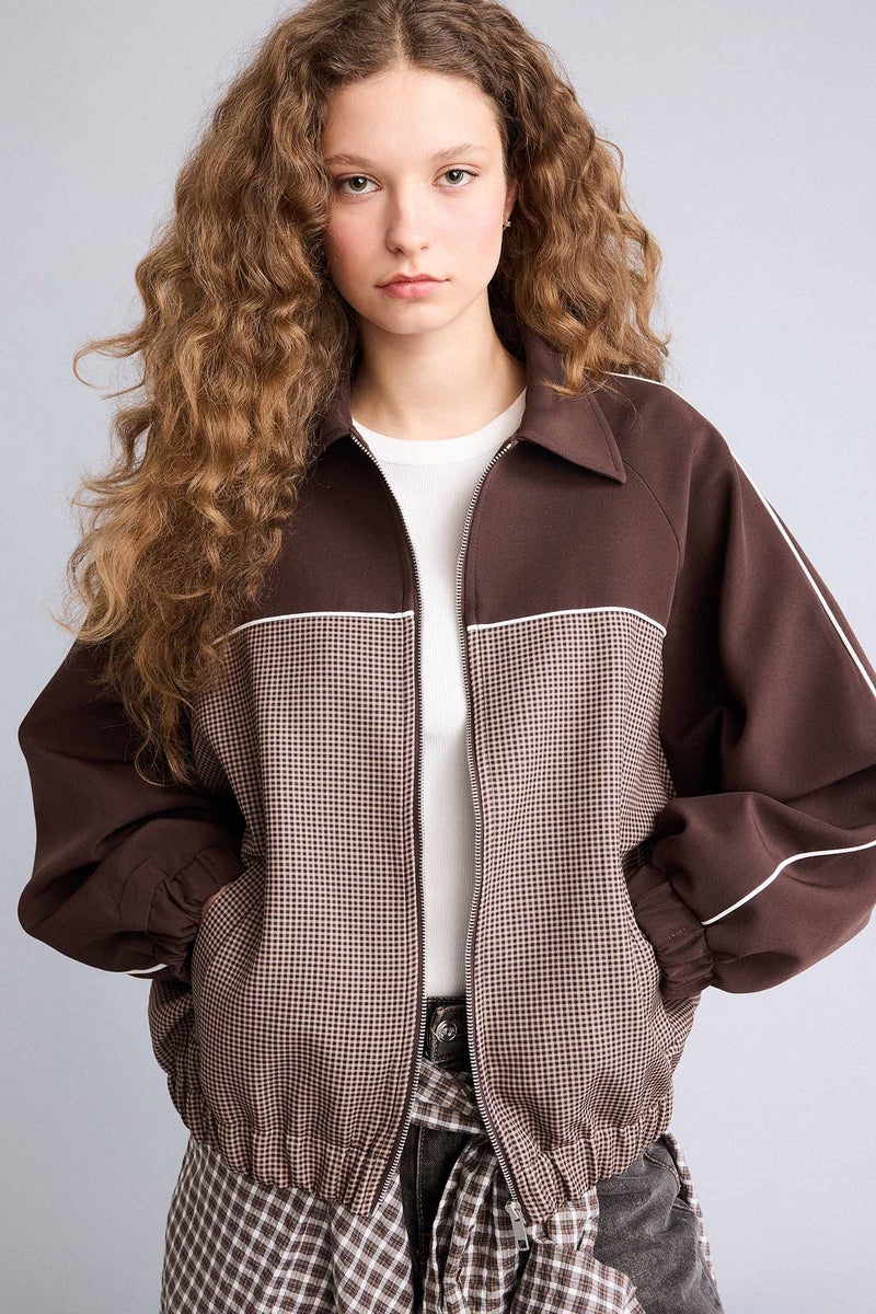 DeFacto Brown Woman Shirt Collar Jacket Casual - Image 3