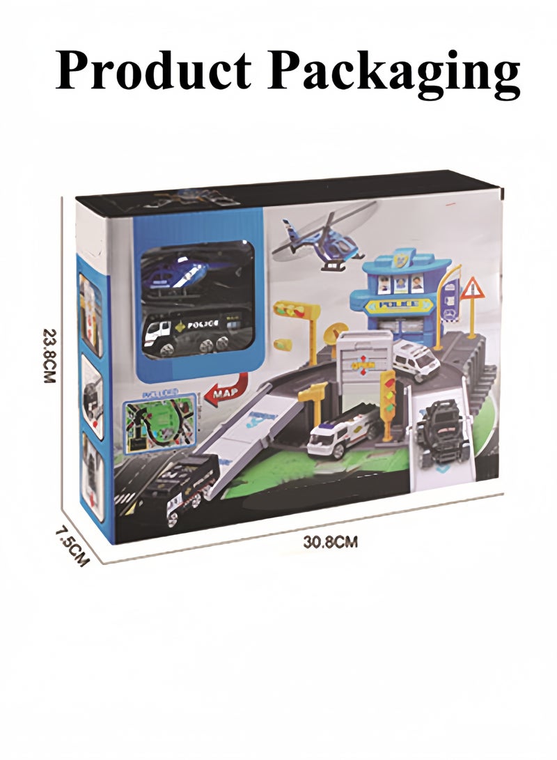 إيزي سو مرآب سيارات لعبة للأولاد من سن 3 سنوات فما فوق، سيارة مسار البناء، مرآب مثالي مع منصة هليكوبتر، هدايا عيد ميلاد، ألعاب حفلات، أزرق - Image 2