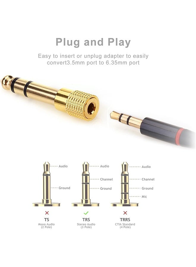 JS 2 Pack Stereo Audio Adapter Converter, 6.35mm (1/4 inch) Male to 3.5mm (1/8 inch) Female Stereo Audio Jack Adapter for Aux Cable, Guitar Amplifier, Headphone - Image 3