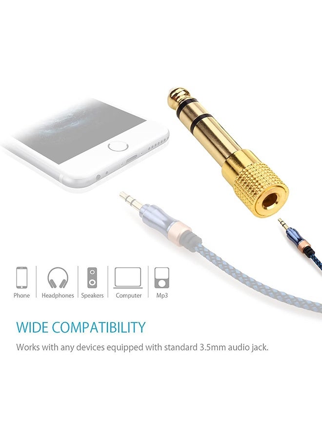 JS 2 Pack Stereo Audio Adapter Converter, 6.35mm (1/4 inch) Male to 3.5mm (1/8 inch) Female Stereo Audio Jack Adapter for Aux Cable, Guitar Amplifier, Headphone - Image 4