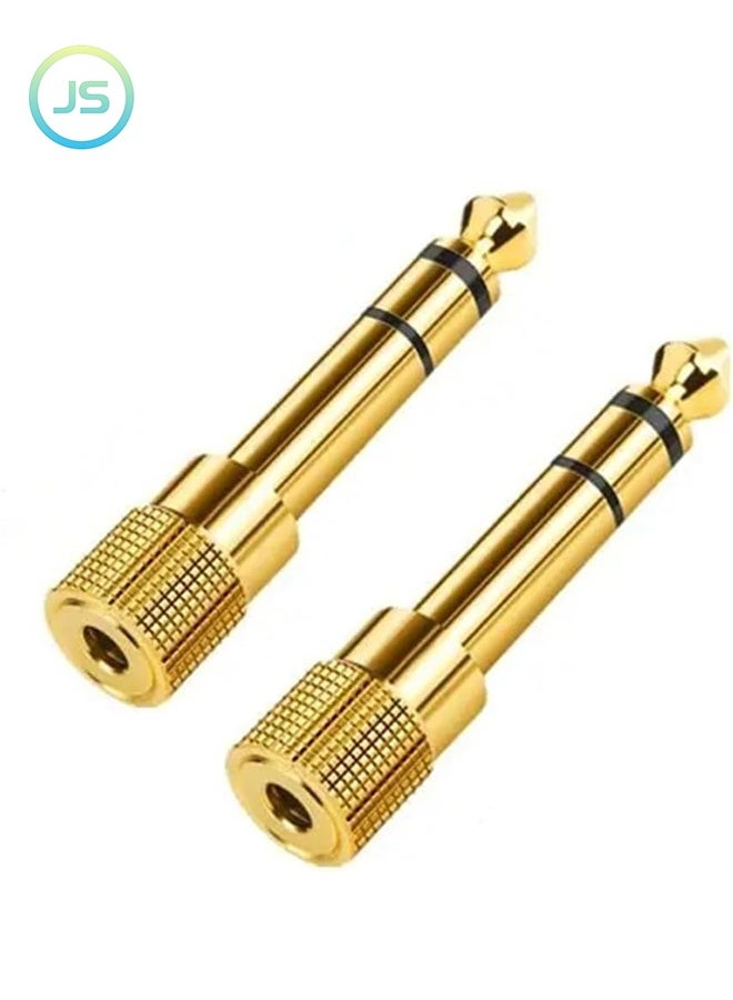 JS 2 Pack Stereo Audio Adapter Converter, 6.35mm (1/4 inch) Male to 3.5mm (1/8 inch) Female Stereo Audio Jack Adapter for Aux Cable, Guitar Amplifier, Headphone - Image 1