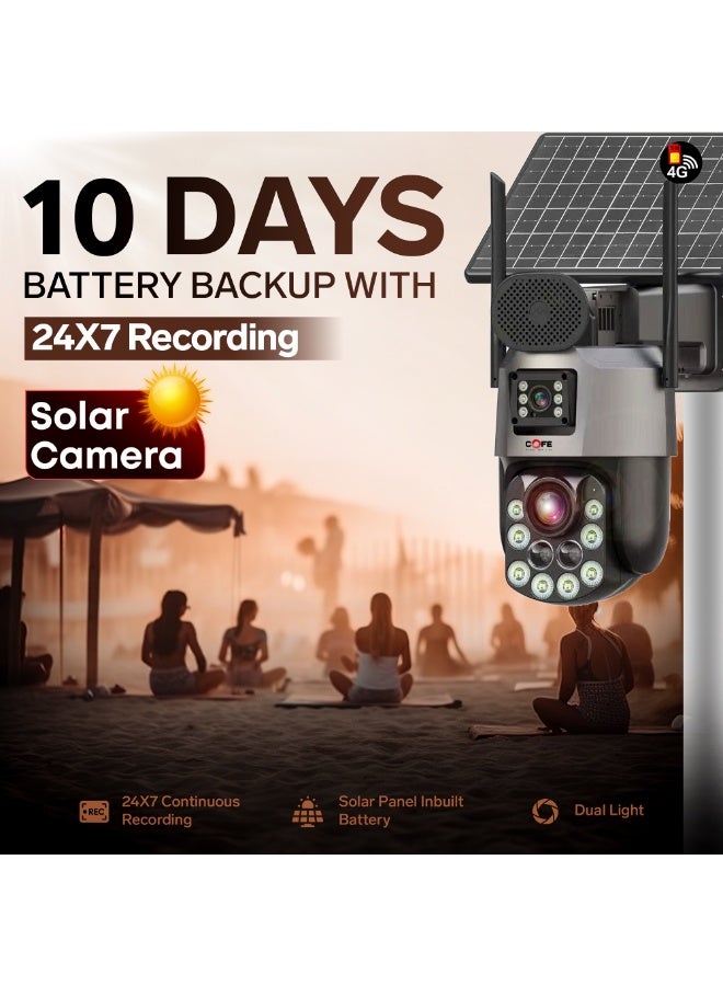 COFE 4G Solar Security Camera with SIM Card | 36X Zoom Dual Lens PTZ Outdoor CCTV | 24×7 Continuous Recording | 30W Solar Panel | AI Human Detection | Color Night Vision, Two-Way Audio. - Image 2