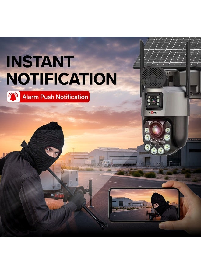 COFE 4G Solar Security Camera with SIM Card | 36X Zoom Dual Lens PTZ Outdoor CCTV | 24×7 Continuous Recording | 30W Solar Panel | AI Human Detection | Color Night Vision, Two-Way Audio. - Image 5