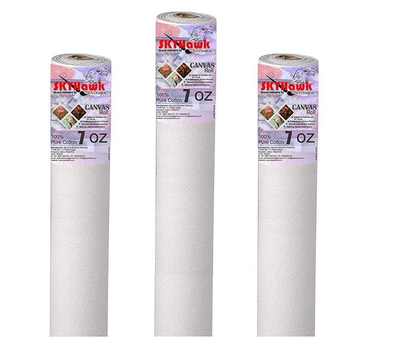 White Medium Grain Artist Canvas Roll 14 inche x 5 Meter (7 oz)